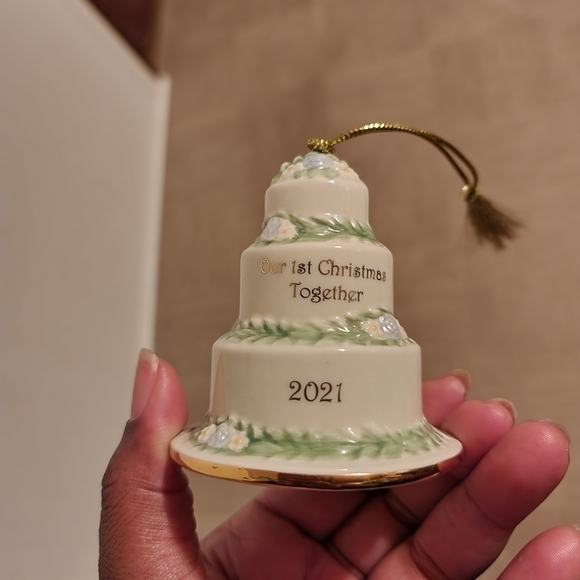 LENOX 2021 Our 1st Christmas Together Wedding Cake Porcelain Ornament (2) - Picture 3 of 7